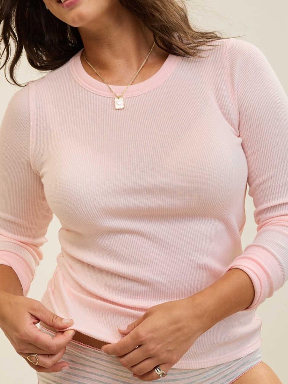 Aerie Essential Crew Layering T-Shirt | Pink